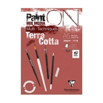 Блок-склейка "Paint'On", А5, 250г/м2, 20 листов, терракотовая бумага