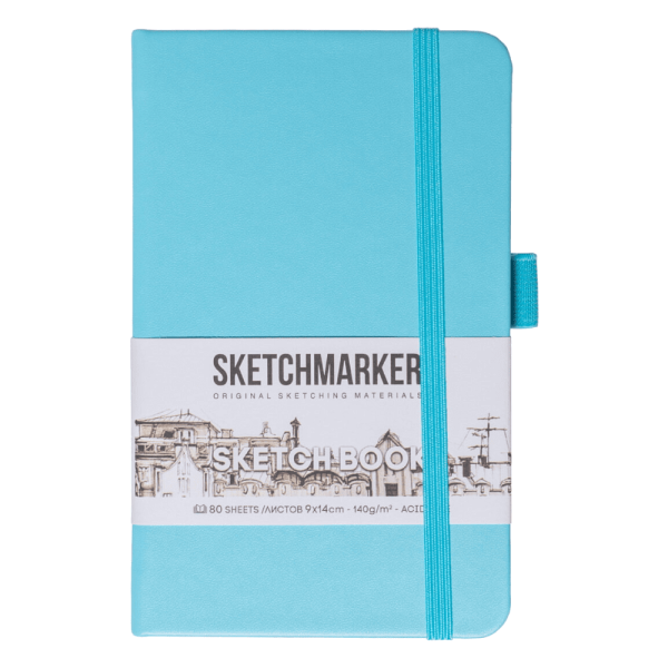 Скетчбук "Sketchmarker", 9x14 см, 140 г/м2, 80 листов, небесно-голубой
