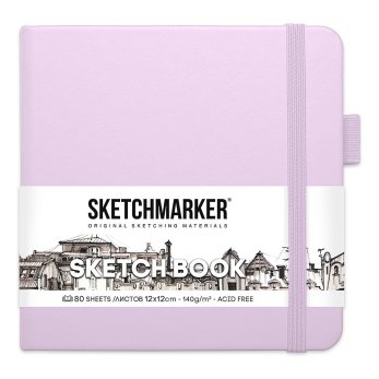 Скетчбук "Sketchmarker", 12x12 см, 140 г/м2, 80 листов, фиолетовый пастельный