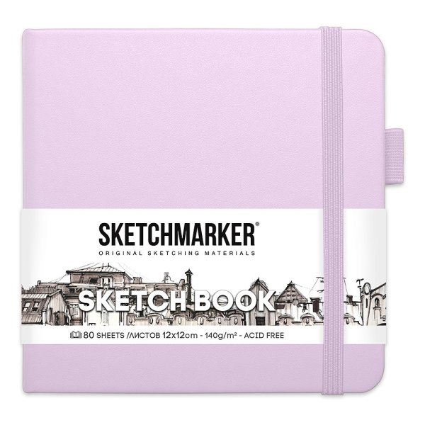 Скетчбук "Sketchmarker", 12x12 см, 140 г/м2, 80 листов, фиолетовый пастельный