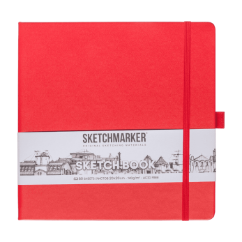 Скетчбук "Sketchmarker", 80 листов, 20x20 см, 140 г/м2, красный