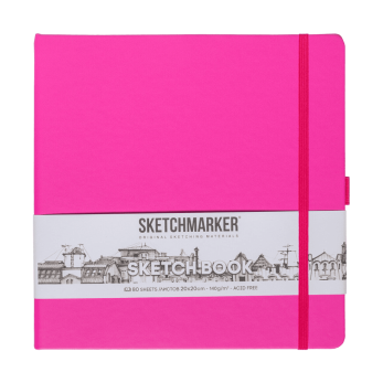 Скетчбук "Sketchmarker", 80 листов, 20x20 см, 140 г/м2, фуксии