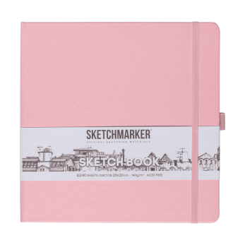 Скетчбук "Sketchmarker", 80 листов, 20x20 см, 140 г/м2, розовый