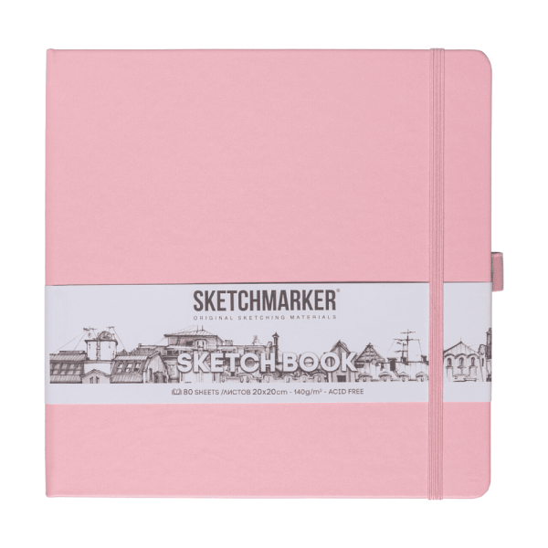 Скетчбук "Sketchmarker", 80 листов, 20x20 см, 140 г/м2, розовый
