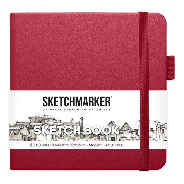 Скетчбук "Sketchmarker", 12x12 см, 140 г/м2, 80 листов, маджента