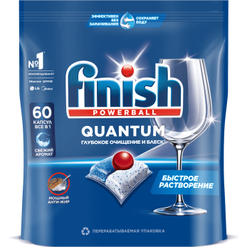 Средство для мытья посуды в посудомоечной машине "FINISH Quantum", таблетки, 60 шт/упак