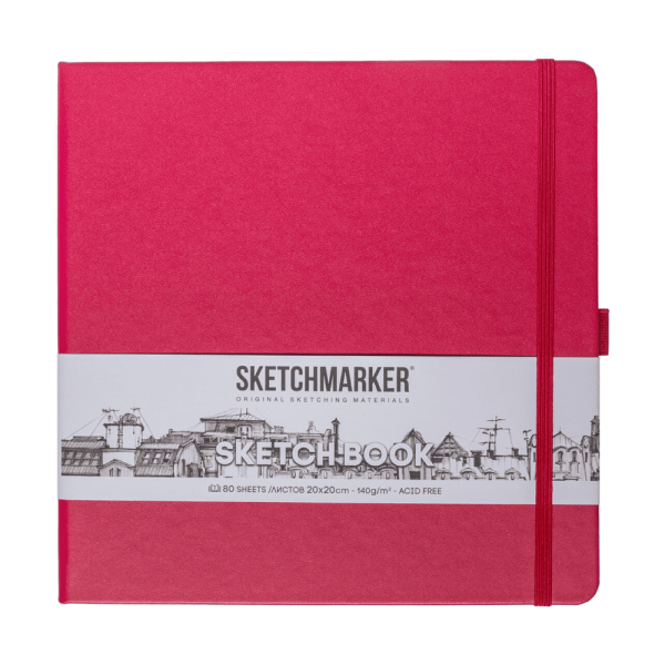 Скетчбук "Sketchmarker", 80 листов, 20x20 см, 140 г/м2, маджента