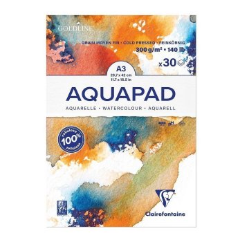 Блок-склейка бумаги для акварели "Goldline Aqua", А3, 300 г/м2 , 30 листов