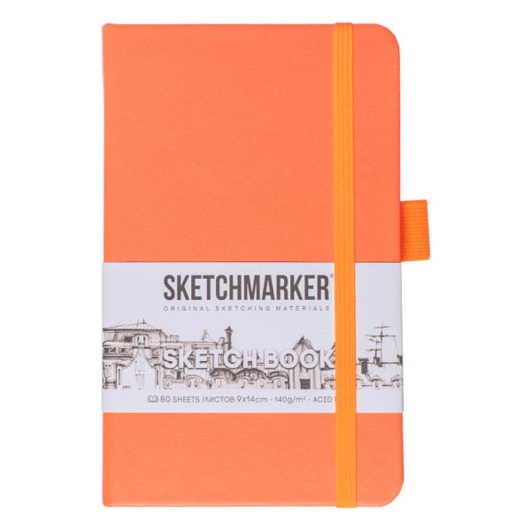 Скетчбук "Sketchmarker", 9x14 см, 140 г/м2, 80 листов, неоновый коралл