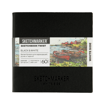 Скетчбук "Sketchmarker Black&White", 12x12 см, 120 листов, черный, белый