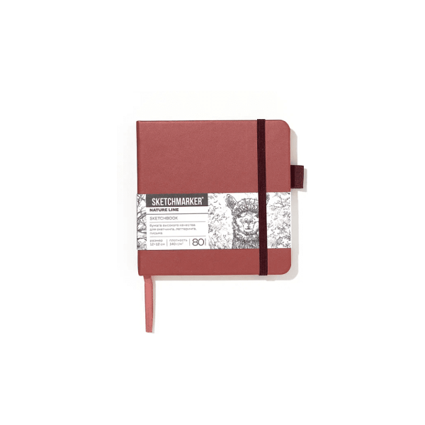 Скетчбук "Sketchmarker", 12х12 см, 140 г/м2, 80 листов, красный винтаж