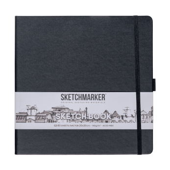 Скетчбук "Sketchmarker", 80 листов, 20x20 см, 140 г/м2, черный