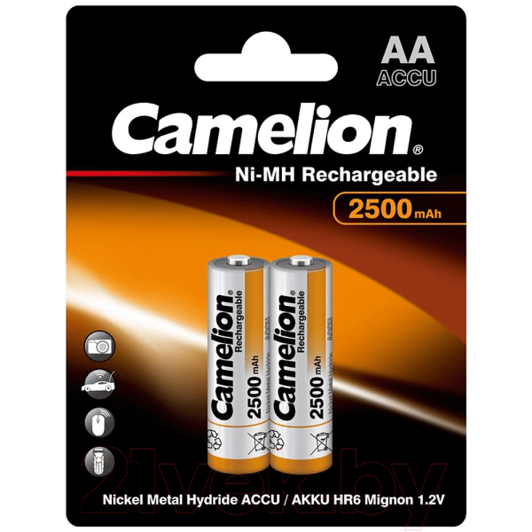 Аккумуляторные батарейки Camelion NH-AA-2500-BP2 24/384, 2 шт.