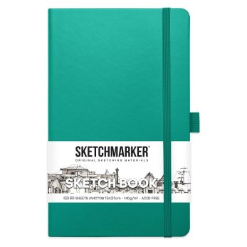 Скетчбук "Sketchmarker", 13x21 см, 140 г/м2, 80 листов, изумрудный