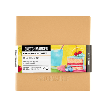 Скетчбук "Sketchmarker Graphic&Ink", 12х12 см, 100 листов, бумага кремовая, белая