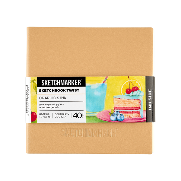 Скетчбук "Sketchmarker Graphic&Ink", 12х12 см, 100 листов, бумага кремовая, белая