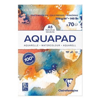 Блок-склейка бумаги для акварели "Goldline Aqua", А5, 300 г/м2, 70 листов
