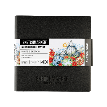 Скетчбук "Sketchmarker Sketch&Write", 12х12 см, 100 листов, бумага белая
