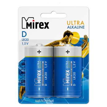 Батарейки алкалиновые Mirex "D/LR20", 2 шт