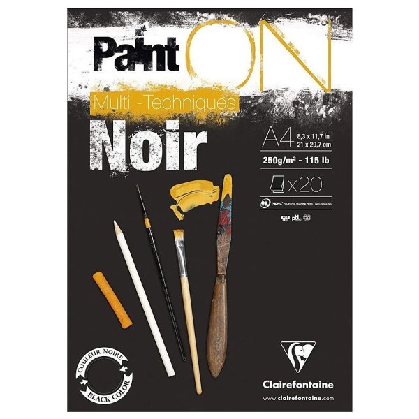 Блок-склейка "Paint'On" Noir, А4, 250 г/м2, 20 листов