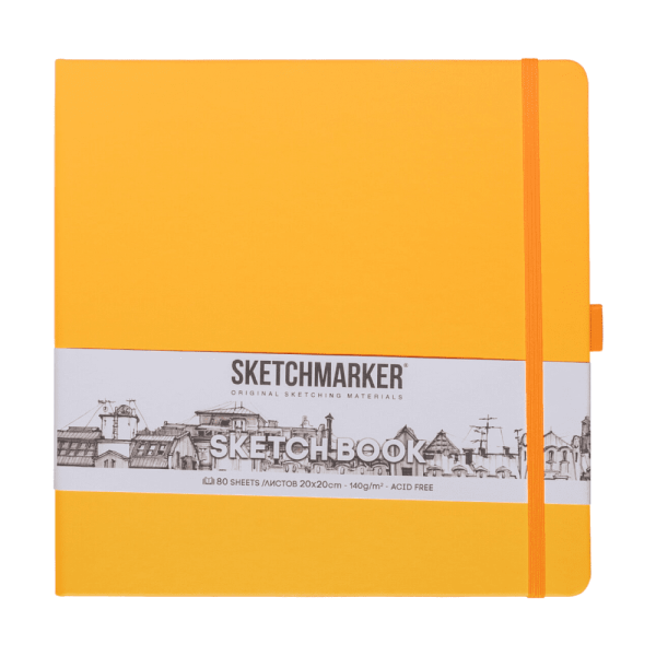Скетчбук "Sketchmarker", 80 листов, 20x20 см, 140 г/м2, оранжевый