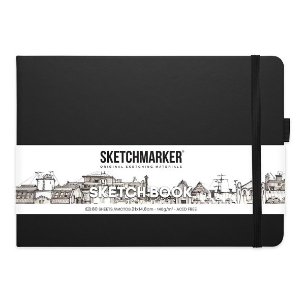 Скетчбук "Sketchmarker", 21x14.8 см, 140 г/м2, 80 листов, черный пейзаж