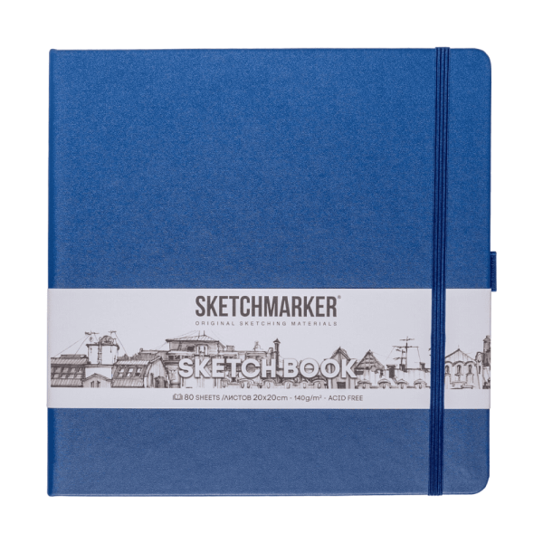 Скетчбук "Sketchmarker", 80 листов, 20x20 см, 140 г/м2, королевский синий