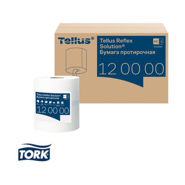 Протирочная бумага Tellus Reflex, Комфорт c центральной вытяжкой, 1 слой, 270 м, MС4