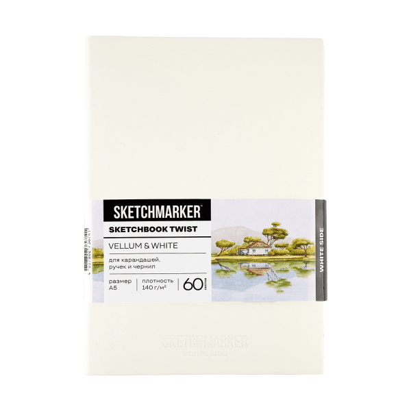 Скетчбук "Sketchmarker Vellum & White", А5, 120 листов, бумага молочная, белая