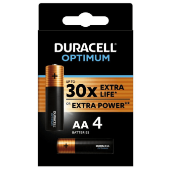 Батарейки алкалиновые DURACELL "Optimum LR06/MX2400 (AA)", 4 шт
