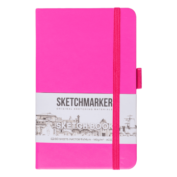 Скетчбук "Sketchmarker", 9x14 см, 140 г/м2, 80 листов, фуксия