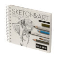 Скетчбук "Sketch&Art", 18х15.5 см, 200 г/м2, 50 листов, на спирали, для цветных карандашей