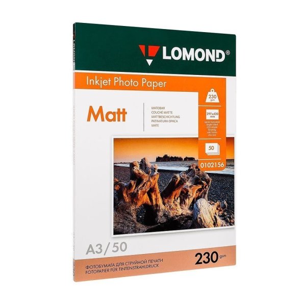 Фотобумага матовая для струйной фотопечати "Lomond", А3, 50 листов, 230 г/м2