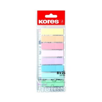 Закладки пластиковые "Kores", 12x45 мм, 200 шт, ассорти